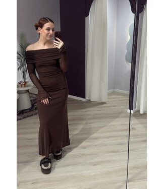 Eight Paris LOVEY - Off shoulder dress chocolate brown