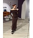 LOVEY - Off shoulder dress chocolate brown