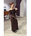LOVEY - Off shoulder dress chocolate brown