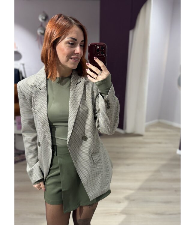 LENA - Blazer check beige