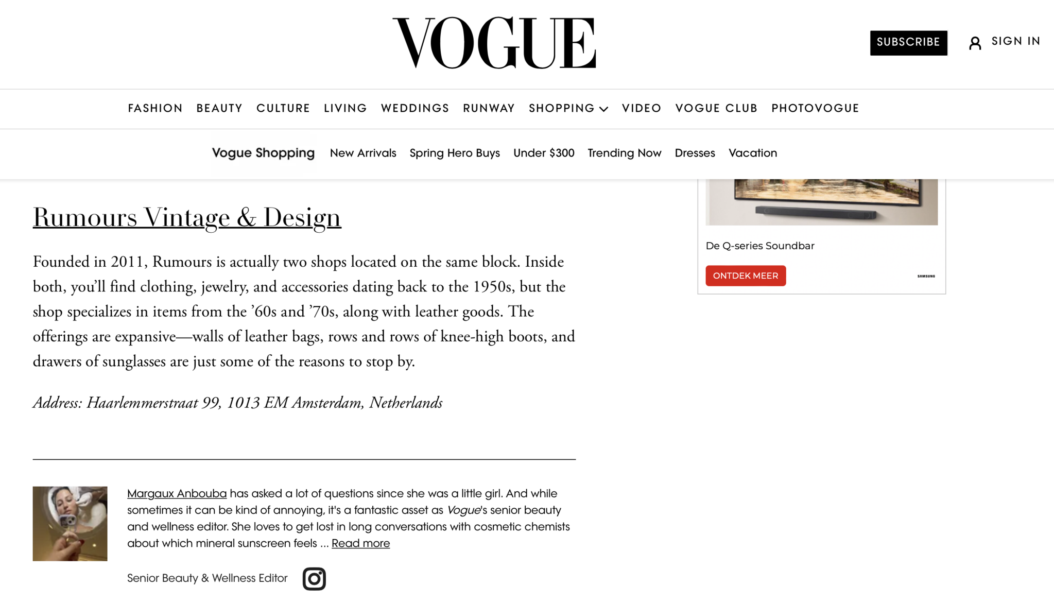Rumors Vintage & Design Vogue Shopping Guide