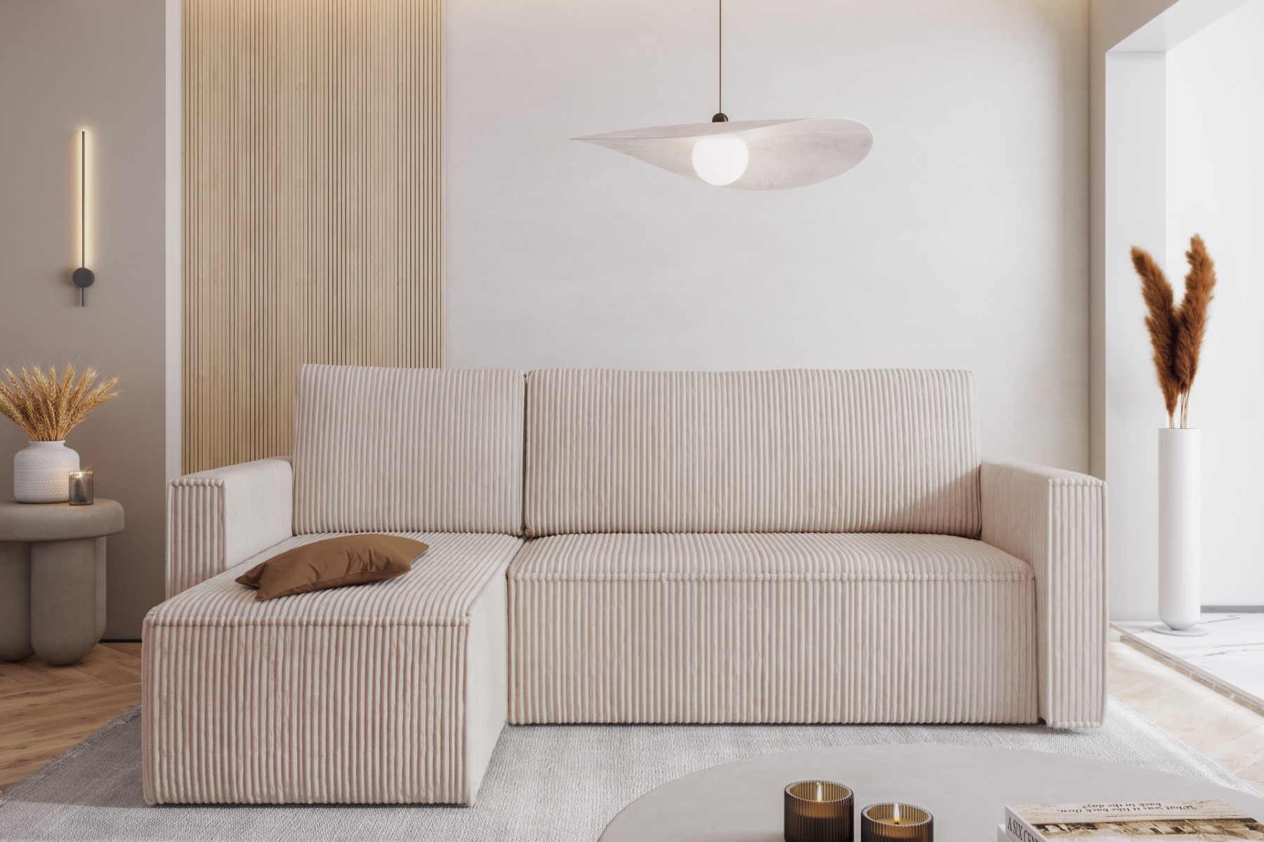 Elba - 3-zits slaapbank met chaise longue en opbergruimte