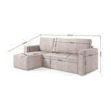 Elba - 3-zits slaapbank met chaise longue en opbergruimte