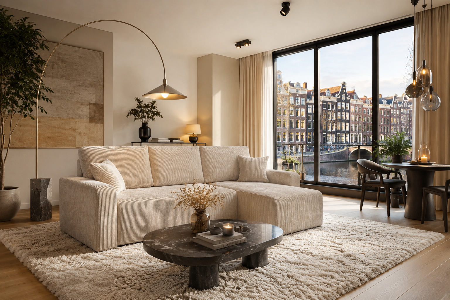 Capri - 3 zits slaapbank met Chaise lounge en opbergruimte