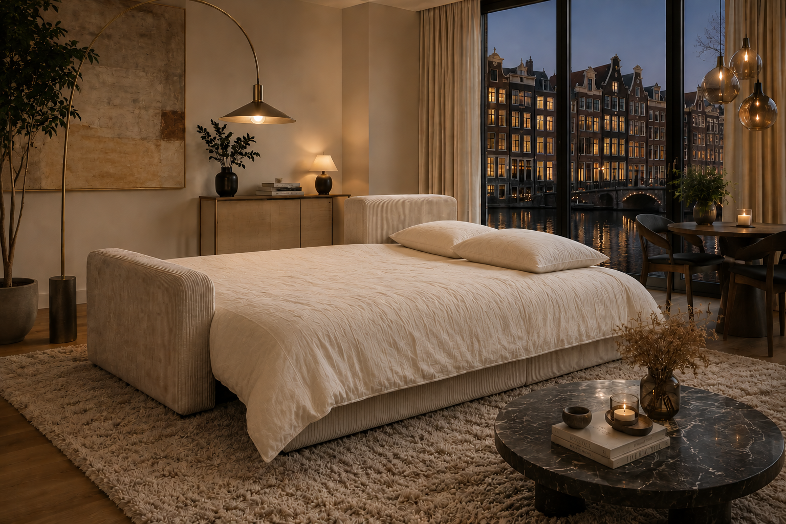 Capri - 3 zits slaapbank met Chaise lounge en opbergruimte