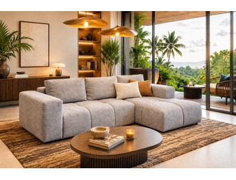 Hoekslaapbank met chaise longue en opbergruimte rechts – Bali