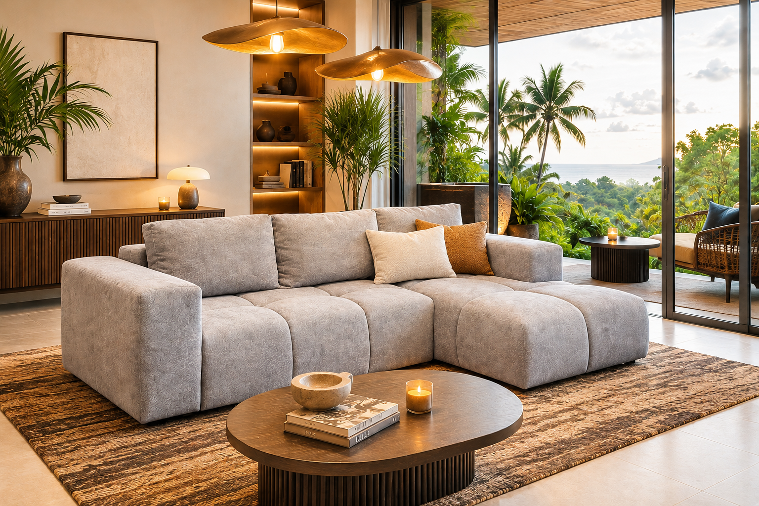Hoekslaapbank met chaise longue en opbergruimte rechts – Bali