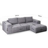 Hoekslaapbank met chaise longue en opbergruimte rechts – Bali