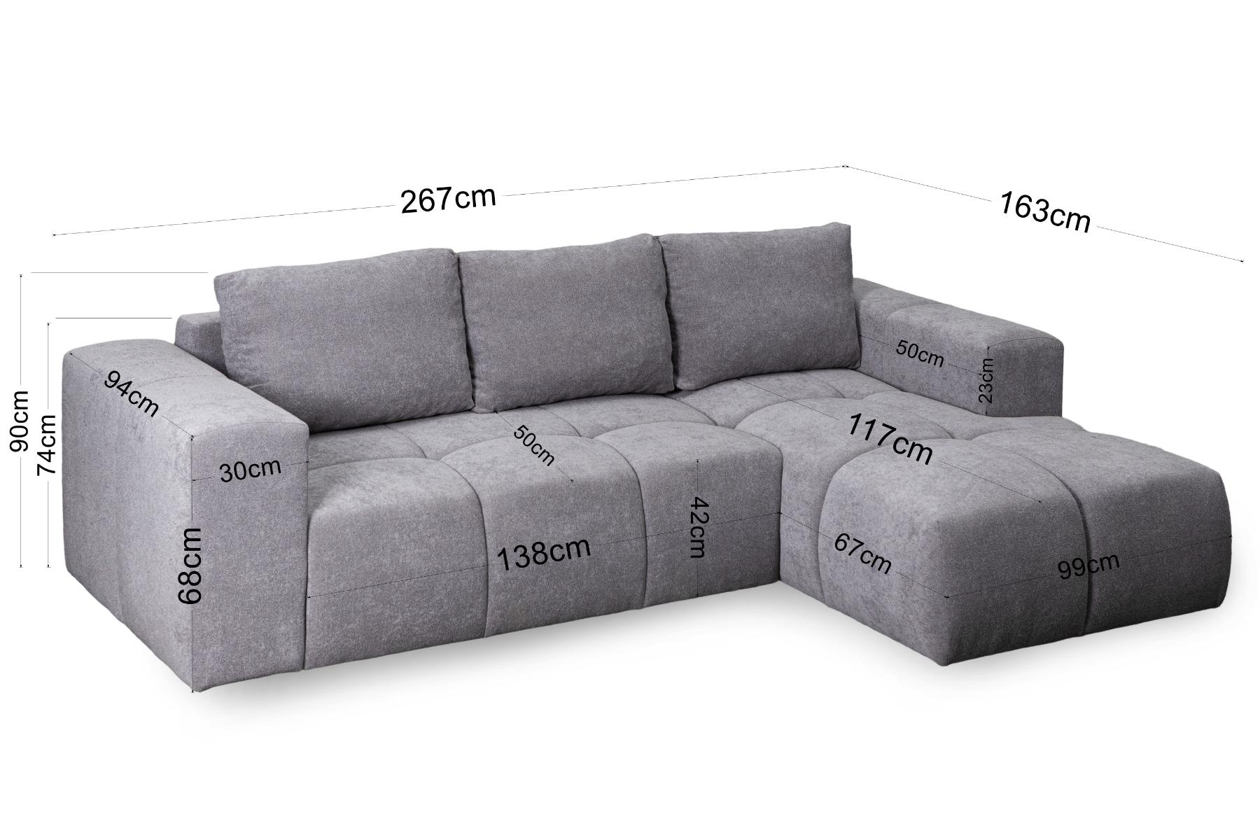 Hoekslaapbank met chaise longue en opbergruimte rechts – Bali