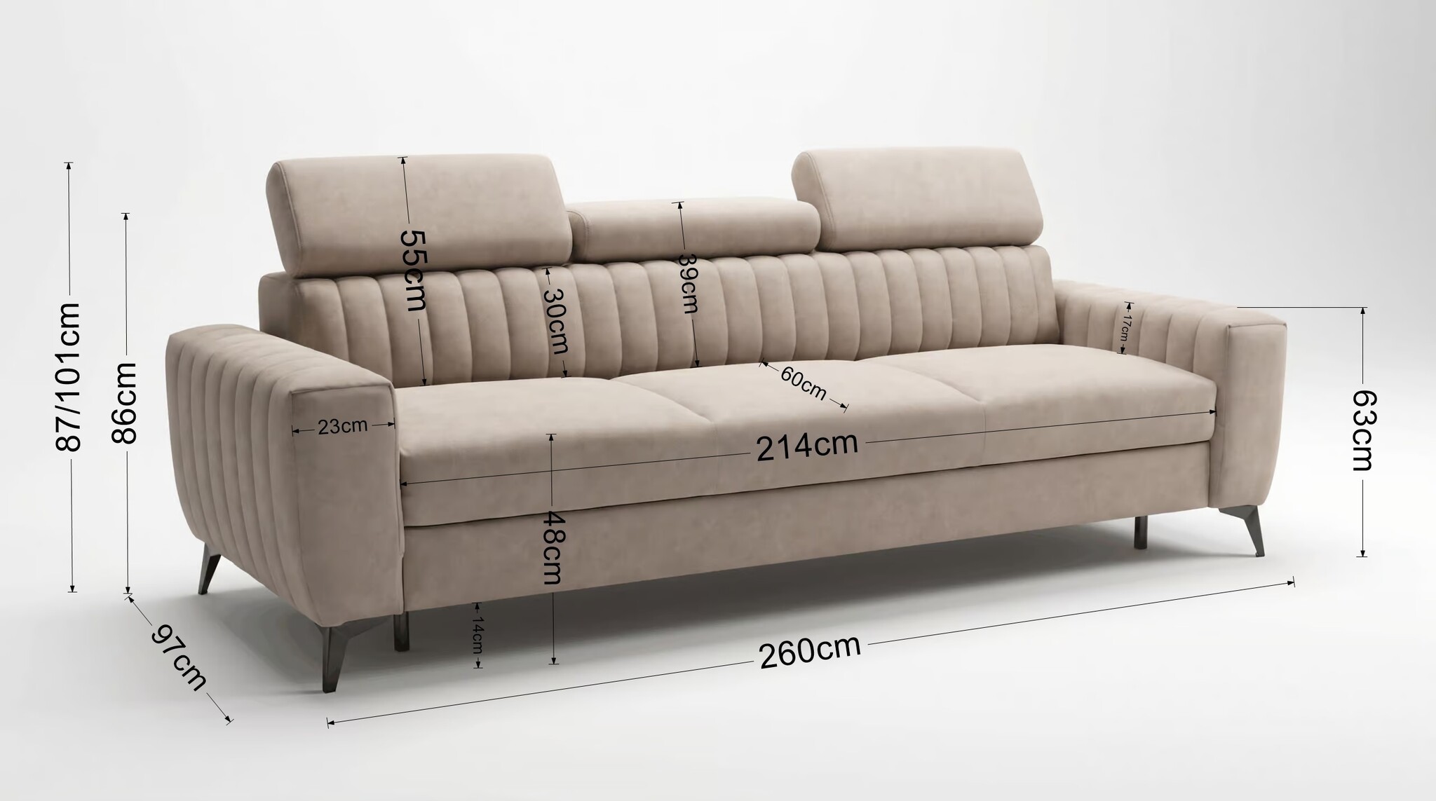 Toledo Design Slaapbank met verstelbare hoofdsteunen