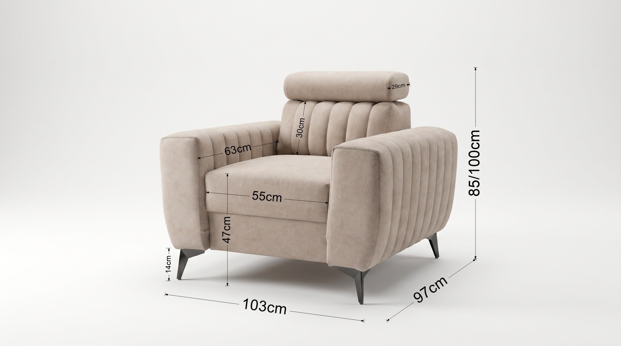Toledo Fauteuil met verstelbare hoofdsteun