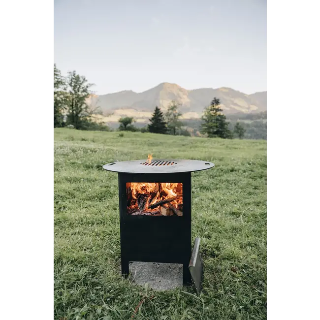 BRANT Grillplatte Rund Groß – Gusseiserne Platte für FireBox