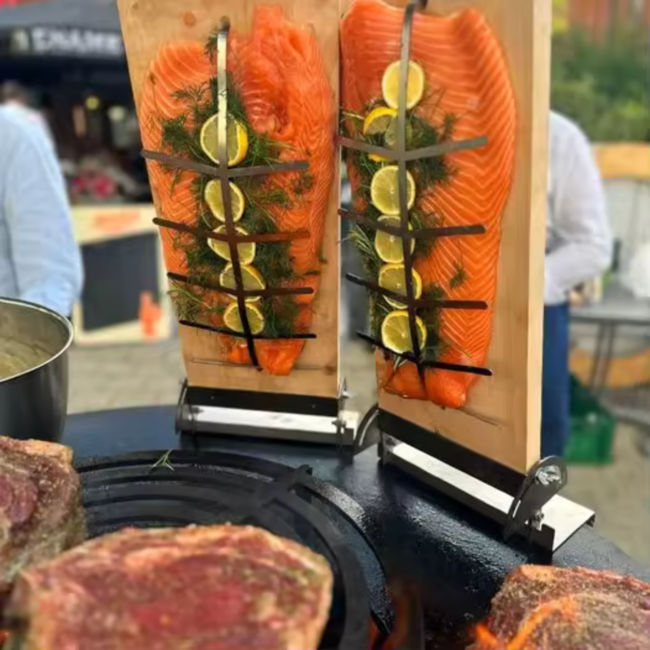 Rookplank Kopen – Berkenhout met RVS Frame voor Braai