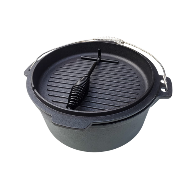 Dutch Oven – Gusseiserner Feuertopf 5L für Outdoor-Kochen