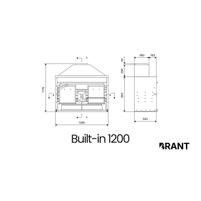 BRANT Inbouw Braai 1200 – Houtgestookte BBQ voor Buitenkeukens