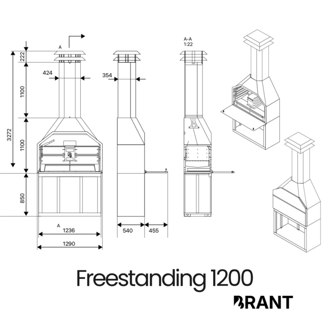 BRANT Vrijstaande Braai 120 cm – Zuid-Afrikaanse BBQ