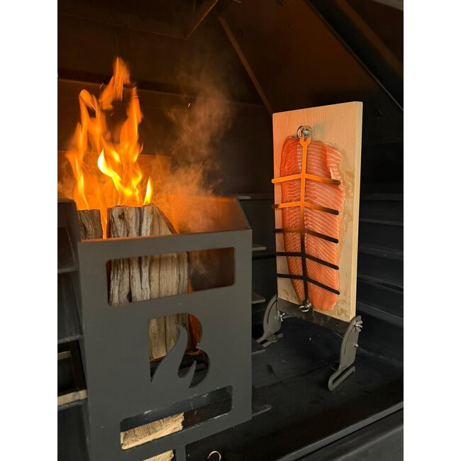 BRANT Rookplank Berkenhout | Verstelbaar RVS Frame voor Braai, Kamado & OFYR