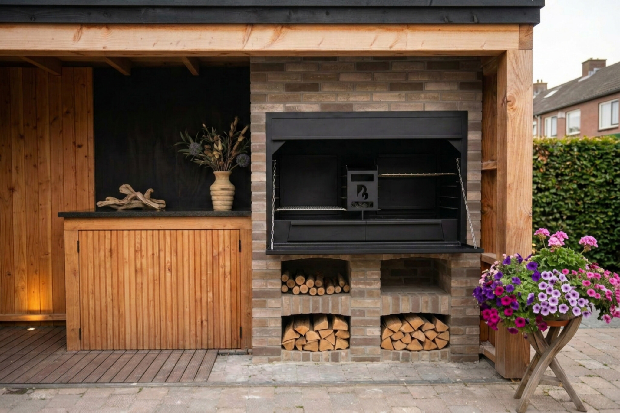 BRANT Inbouw Braai geplaatst onder veranda
