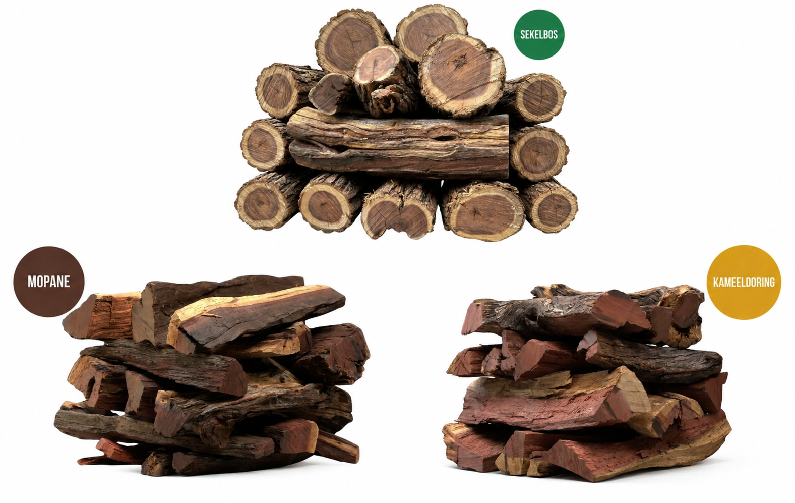 Sekelbos, Mopane en Kameeldoring braaihout uit Zuid-Afrika