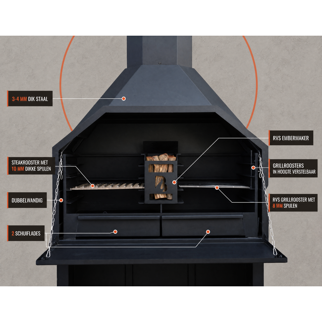 Freistehender Braai 120 cm – Südafrikanischer BBQ
