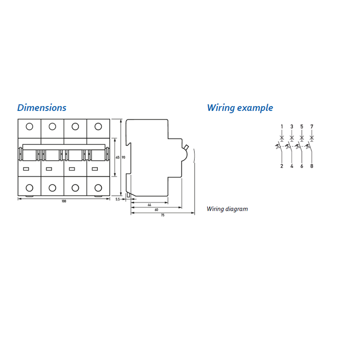 Automaat 125A 4P. C-kar. 15kA 6M