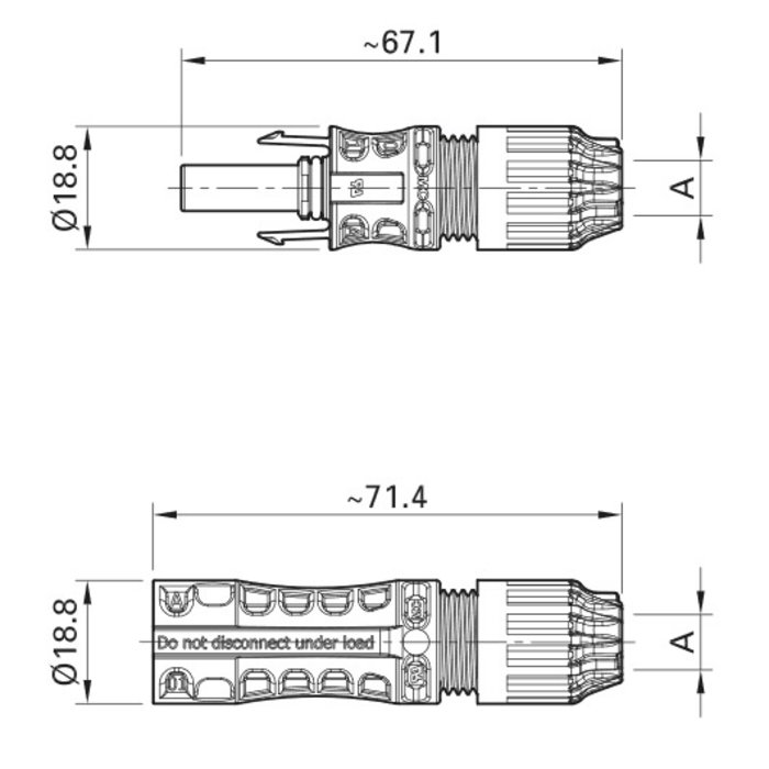 Stäubli MC4 – EVO2 connector -male 4/6mm² 4,7-6,4mm