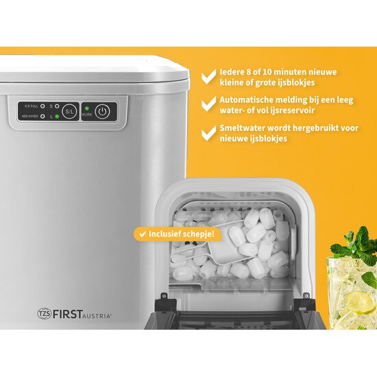TZS First Austria TZS First Austria - IJsblokjesmachine - Incl. schep en lekbak - 2.2L - Wit - 5104