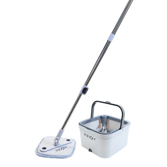 Nexxt Nexxt Dweilset met roterend uitwringsysteem – Dweil met emmer, dubbele watercompartimenten en zeepdispenser