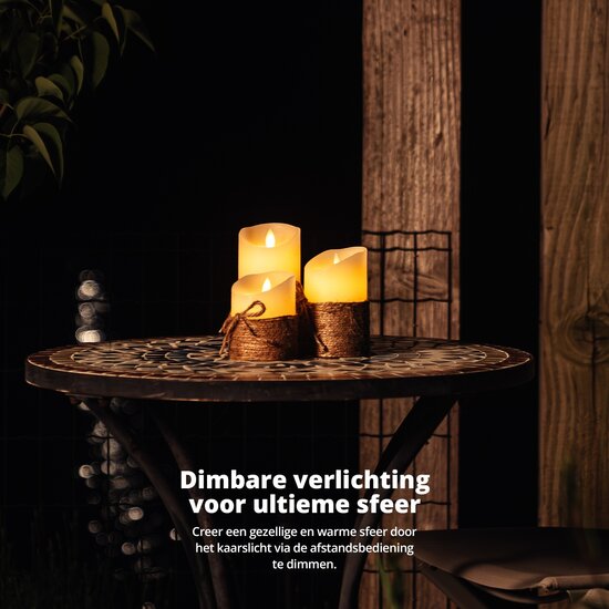 FlinQ FlinQ LED Kaarsen Touw - Incl Afstandsbediening - Bewegende Vlam - Veilig & Duurzaam - Realistische Kaarsen - 3-pack