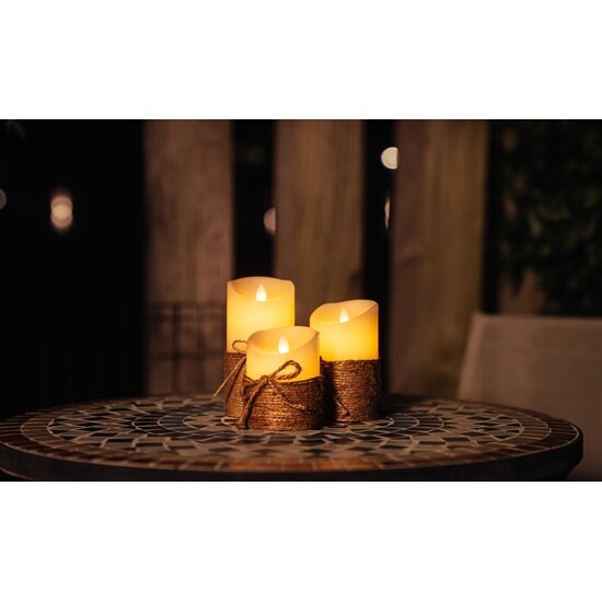 FlinQ FlinQ LED Kaarsen Touw - Incl Afstandsbediening - Bewegende Vlam - Veilig & Duurzaam - Realistische Kaarsen - 3-pack