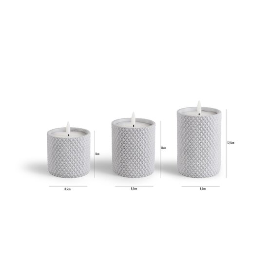 Lifa Living Lifa Living LED Kaars Set/3 - Cementen Houders met Kabelpatroon