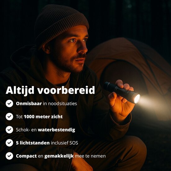 FlinQ FlinQ Military Flashlight 2-pack: Krachtige en Robuuste Zaklampen voor Elk Avontuur