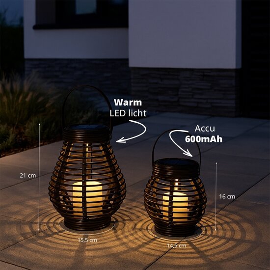 FlinQ FlinQ Solar Lantern Bottassano – 2-pack - Tijdloze sfeer zonder stekker of gedoe