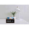 FlinQ Bamboe Draadloze QI Wekker - Digitale wekker - Draadloze oplader iPhone - Wireless Charger - Thermometer - Bamboe