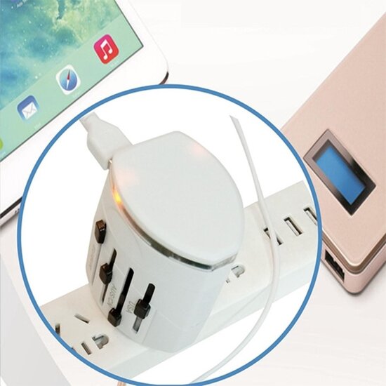 FlinQ Wereldreisstekker - Stopcontact buitenland - Reisadapter EU/UK/US/AUS/AFR - Universeel