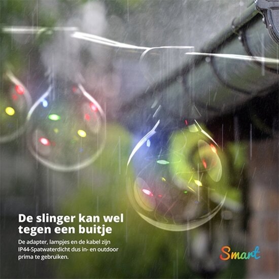 FlinQ FlinQ - Slimme Lichtslinger - Lichtsnoer buiten en binnen - Smart verlichting - Lichtsnoer - 15 meter - RGB