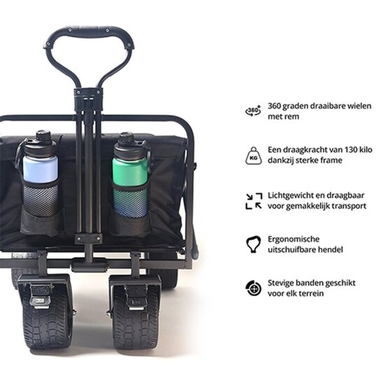 FlinQ FlinQ - Bolderkar - Opvouwbaar - Draaibare wielen - 130KG Draagkracht