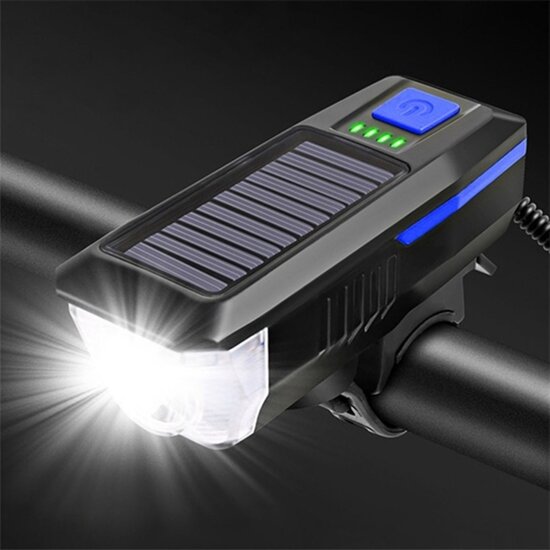FlinQ FlinQ - Solar Fietsverlichting - Oplaadbare USB Led Fietslamp - Inclusief bel - Waterdicht - 3 Lichtstanden