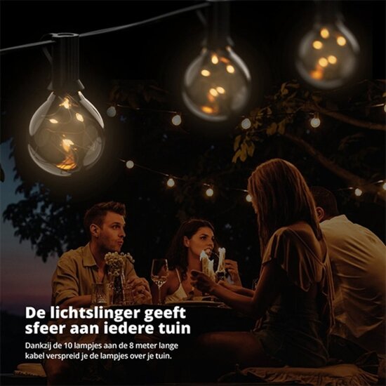 FlinQ FlinQ - Solar Lichtslinger - Lichtsnoer buiten - Lichtsnoer - Zonne-energie - Zwart - 8 Meter