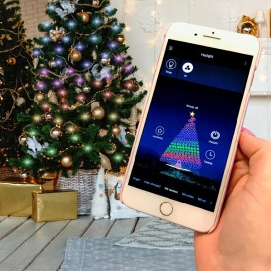 FlinQ FlinQ - 160 LED Slimme RGB Lichtketting - Voor de Kerstboom