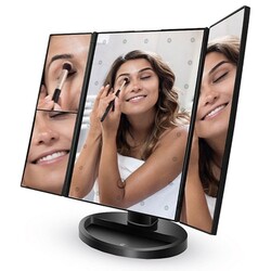 FlinQ - 4-in-1 Make-Up Spiegel - Spiegel met verlichting - Spiegel staand - Vergrootspiegel - Oplaadbaar