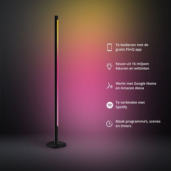FlinQ FlinQ - Smart Indoor Xyro Floorlamp - Compatibel met Alexa en Google