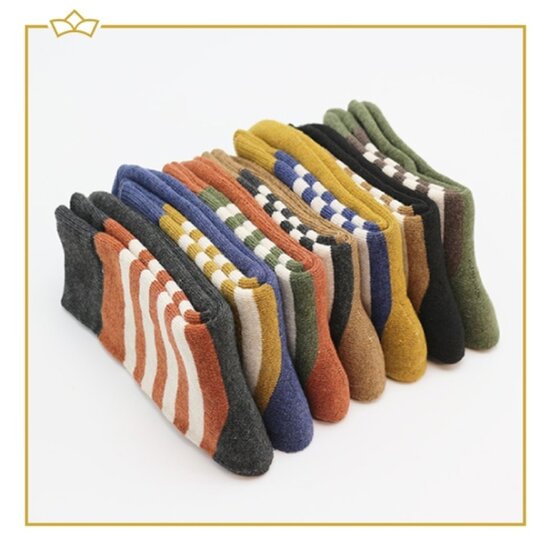 Attrezzo Attrezzo - 7 paar wintersokken - Gestreept - Diverse kleuren - Dikke sokken - Maat 38-43