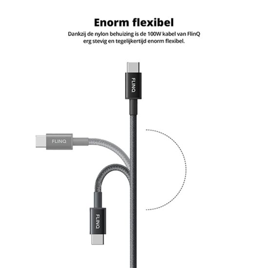 FlinQ FlinQ - 2-pack - 100W Snellader USB-C (PD) Kabel