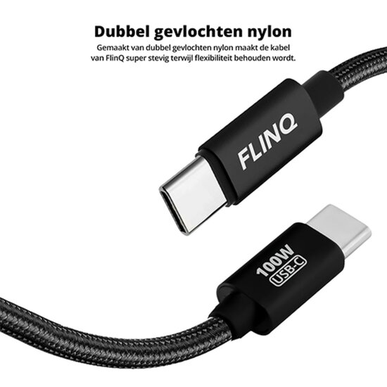 FlinQ FlinQ - 2-pack - 100W Snellader USB-C (PD) Kabel