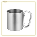 Attrezzo ATTREZZO® - Camping- / Reisbeker 200 ml - Roestvrij Staal Beker - Incl. Karabijnhaak - Handvat - Picknick