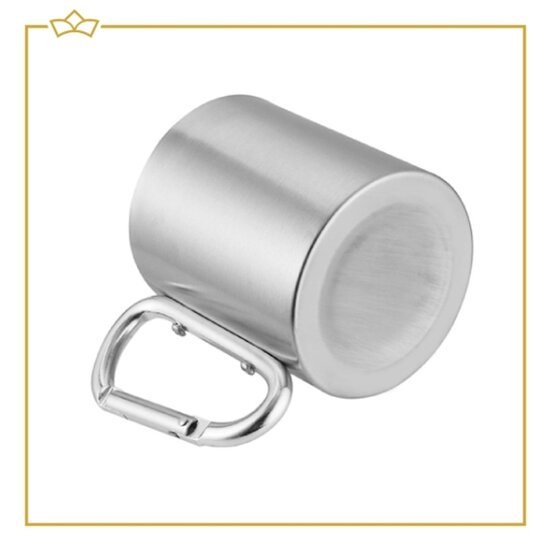 Attrezzo ATTREZZO® - Camping- / Reisbeker 200 ml - Roestvrij Staal Beker - Incl. Karabijnhaak - Handvat - Picknick