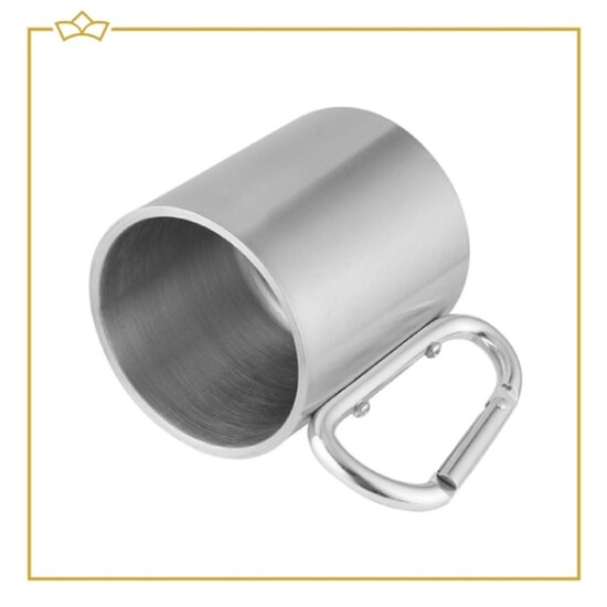 Attrezzo ATTREZZO® - Camping- / Reisbeker 200 ml - Roestvrij Staal Beker - Incl. Karabijnhaak - Handvat - Picknick