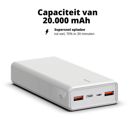 FlinQ FlinQ Krachtige Powerbank 20.000 mAh - Externe Batterij - Smartphone Oplader