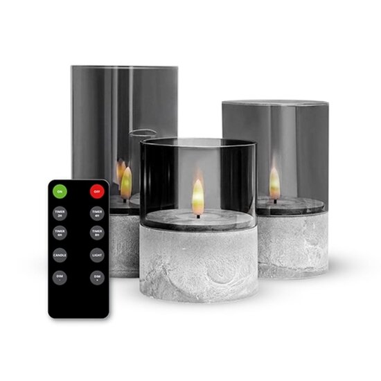 FlinQ FlinQ LED Stone Look Glass Candles: Stijlvolle en Veilige Sfeerverlichting